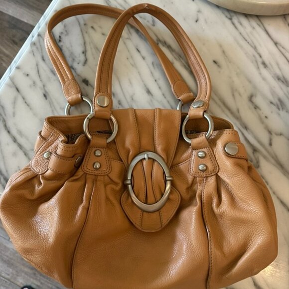 Scarlett Blake Handbags - Tan leather buckle shoulder classic purse